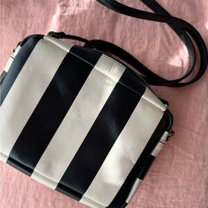 Clare V Black & Cream Striped Midi Sac